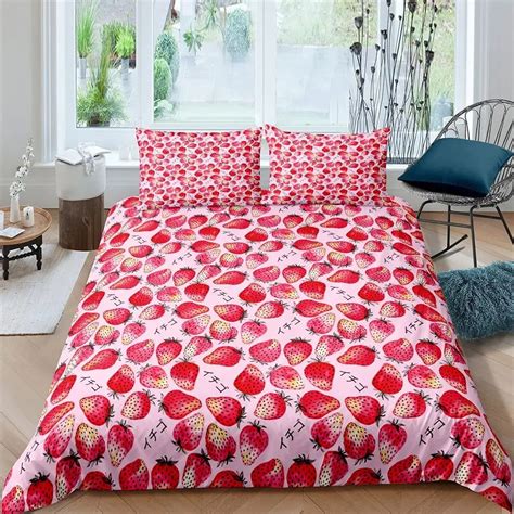 strawberry duvet|strawberry pattern baby girl bedding.